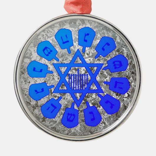 Blue & Silver Star van David Hanukkah Metalen Ornament (Voorkant)