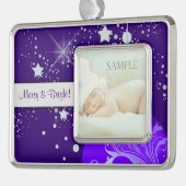 Blue Silver Stars Sjabloon Verzilverd Kader Ornament (Links)