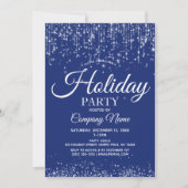 Blue Silver String Lights Corporate Holiday Party Kaart (Voorkant)
