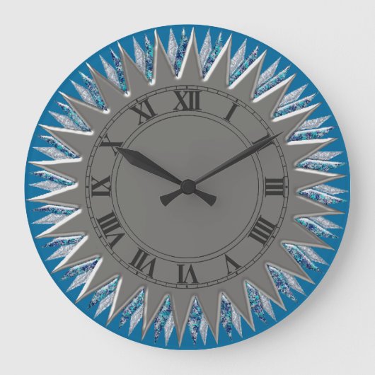 Blue Silver Sun Wall klok (Voorkant)