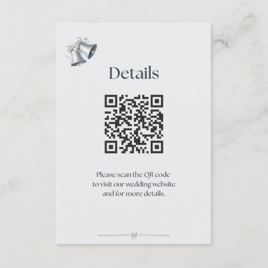 Blue Silver Wedding Bells Details Enclosure Informatiekaartje (Voorkant)