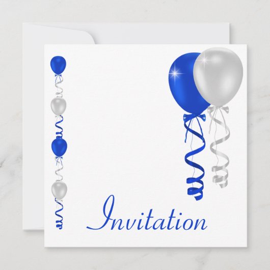 Blue Silver White Balloons Special Event Kaart (Voorkant)