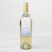 Blue Silver Winter Glitter Prettige feestdagen Flessenhanger (Op fles)