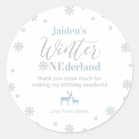 Blue Silver Winter onederland Hartelijk dank voor Ronde Sticker (Voorkant)