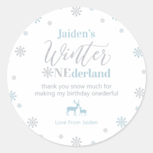 Blue Silver Winter onederland Hartelijk dank voor Ronde Sticker