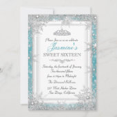 Blue Silver Winter Wonderland Sweet 16 Invitation (Devant)