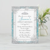 Blue Silver Winter Wonderland Sweet 16 Invitation (Debout devant)