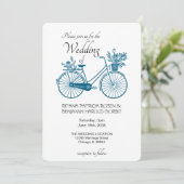 Blue Simple Bicycle Wedding Invitation (Staand voorkant)