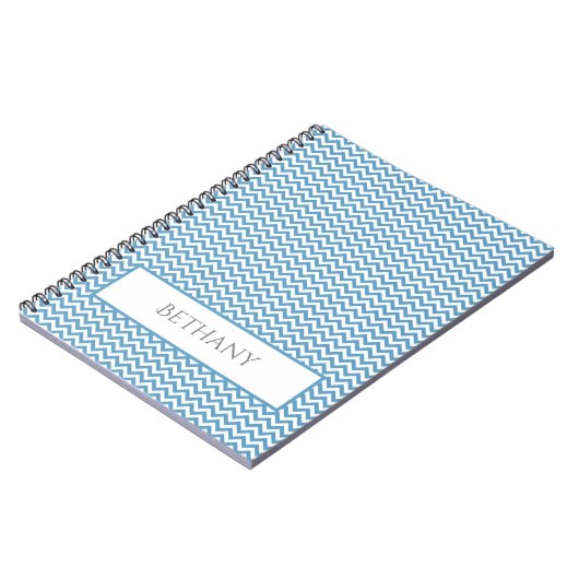 Blue Simple Chevron Personalized Notitieboek (Linkerzijde)