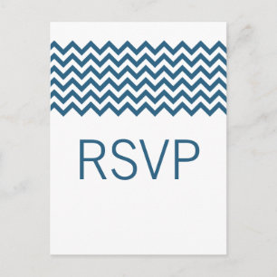 Blue Simple Chevron RSVP-Briefkaart Uitnodiging Briefkaart