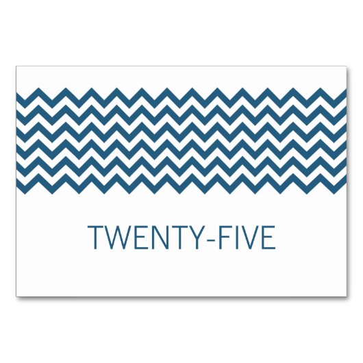 Blue Simple Chevron Table Kaart (Voorkant)