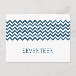 Blue Simple Chevron Table Number Briefkaart
