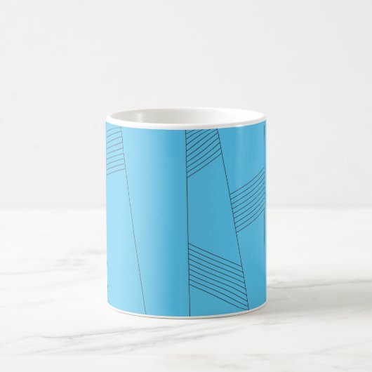 Blue, simple, elegant, abstract line pattern koffiemok (Center)