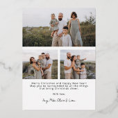 Blue Simple Joy Modern Script Arch Foto Kerstmis Folie Feestdagenkaart (Achterkant)