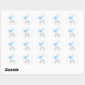Blue Simple Polka Dot Bow Baby shower Ronde Sticker (Vel)