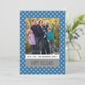 Blue Simple Snowflake Holiday Photo Carte Plat (Debout devant)