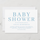 Blue Simple Typography Stripes Boy Baby shower Kaart (Voorkant)