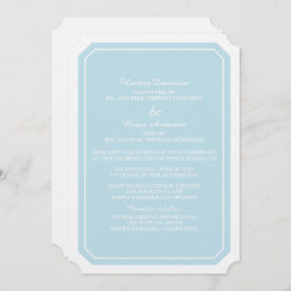 Blue Simply Elegant Wedding Invite Kaart