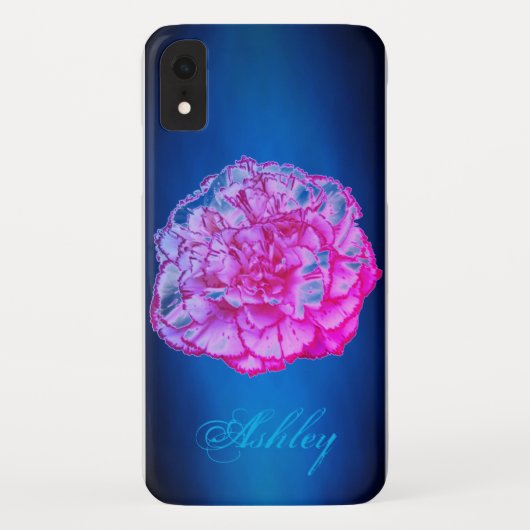 Blue Single Flower Cell Case Case met haar naam (Achterkant)