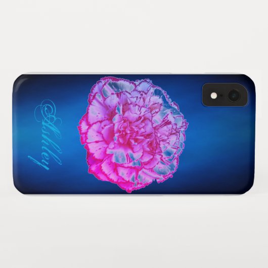 Blue Single Flower Cell Case Case met haar naam (Achterkant (horizontaal))