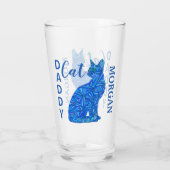 Blue Sitting Cat Humor Persoonlijke kat papa Glas (Achterkant)