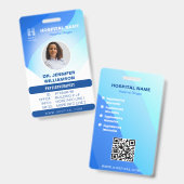 Blue Sjabloon Hospital QR Code Employee Photo ID Badge (Front & Back)