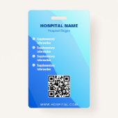 Blue Sjabloon Hospital QR Code Employee Photo ID Badge (Achterkant)