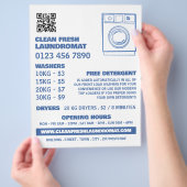 Blue Sketch Washer, Laundromat, reinigingsservice Flyer (Hand)
