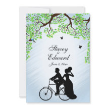 Blue Skies Bicycle Wedding Uitnodiging
