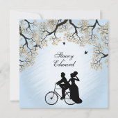 Blue Skies Herfst Bicycle Weddenschap Kaart (Voorkant)