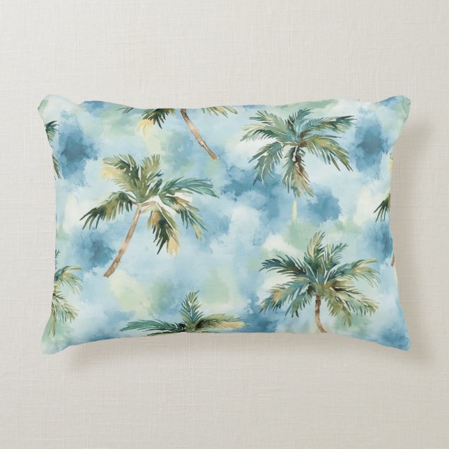 Blue Skies Tropical Island Palm Trees   Accent Kussen (Voorkant)