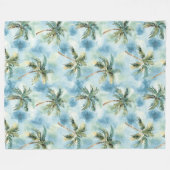 Blue Skies Tropical Island Palm Trees   Fleece Deken (Voorkant (Horizontaal))