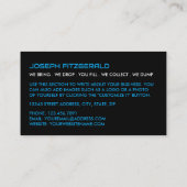 Blue Skip, Skip/Dumpster Company Visitekaartje (Achterkant)