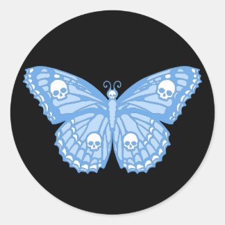 Blue Skull Butterfly Ronde Sticker