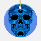 Blue Skull Horror Masker Keramisch Ornament (Achterkant)