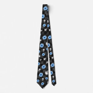 Blue Skulls and Sunflower Series Design 12 Stropdas