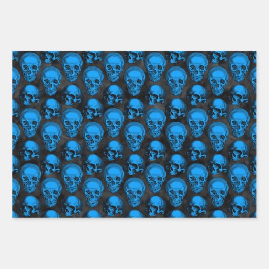 Blue Skulls and Sunflower Series Design 6 Inpakpapier Vel (Voorkant)