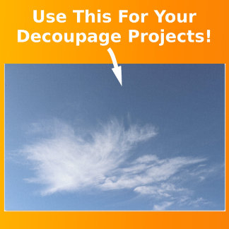 Blue Sky and White Fluffy Clouds Photo Decoupage Tissuepapier