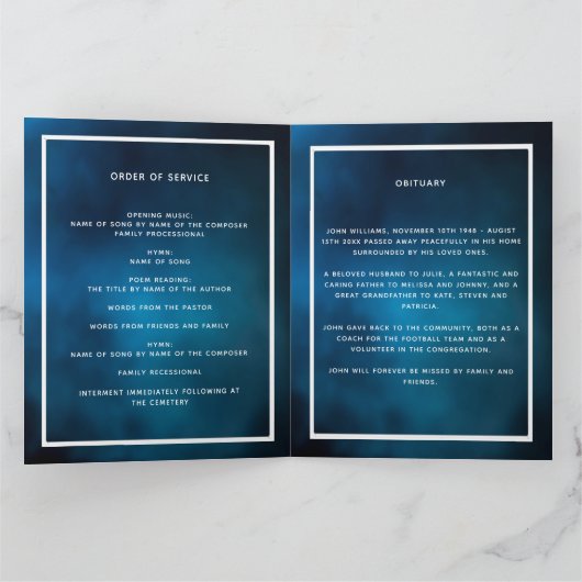Blue sky argent photo élégant programme funéraire (Intérieur)