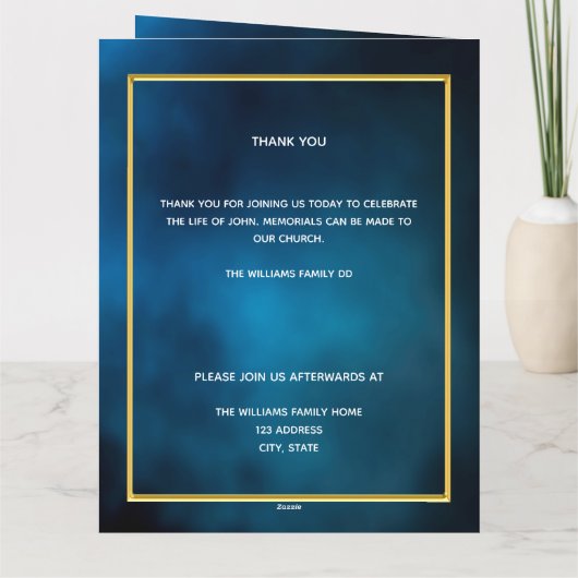 Blue sky argent photo élégant programme funéraire (Dos)