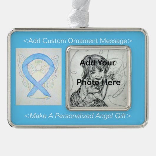 Blue Sky Awareness Ribbon Angel Ornament (Voorkant)