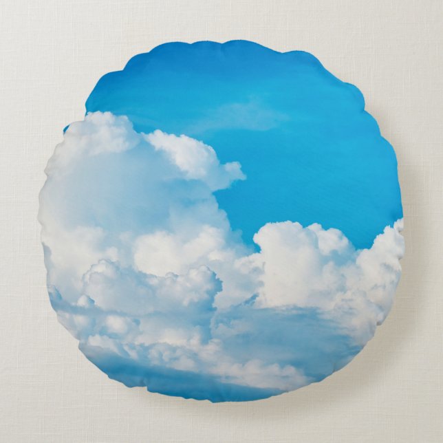Blue sky background clouds white rond kussen (Voorkant)