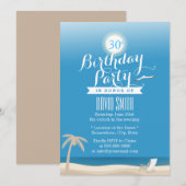 Blue Sky Beach Theme 30th Birthday Party Kaart (Voorkant / Achterkant)