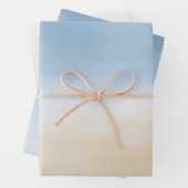 Blue Sky Beige Sand Ombre Waterverf Inpakpapier Vel (In situ)