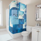Blue Sky Birds Ontwerp Douchegordijnen (In situ)