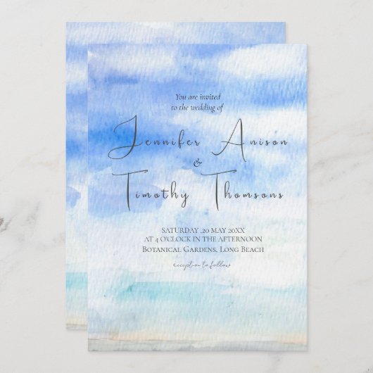 Blue Sky bruiloft uitnodiging (Voorkant / Achterkant)