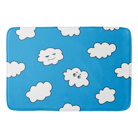 Blue Sky Cartoon Funny Clouds Badmat (Voorkant)