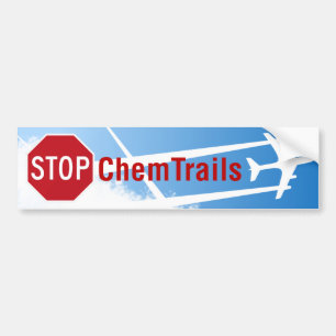 Blue Sky Chemtrails Plane Spraing Death Skull Bumpersticker