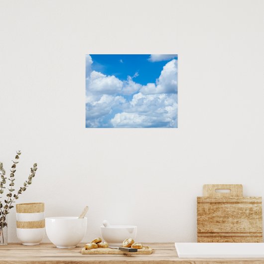 Blue Sky Clouds Background Skies Heaven Design Poster (Keuken)