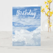 BLUE SKY CLOUDS PHOTO CARTE D'ANNIVERSAIRE (Fleur jaune)